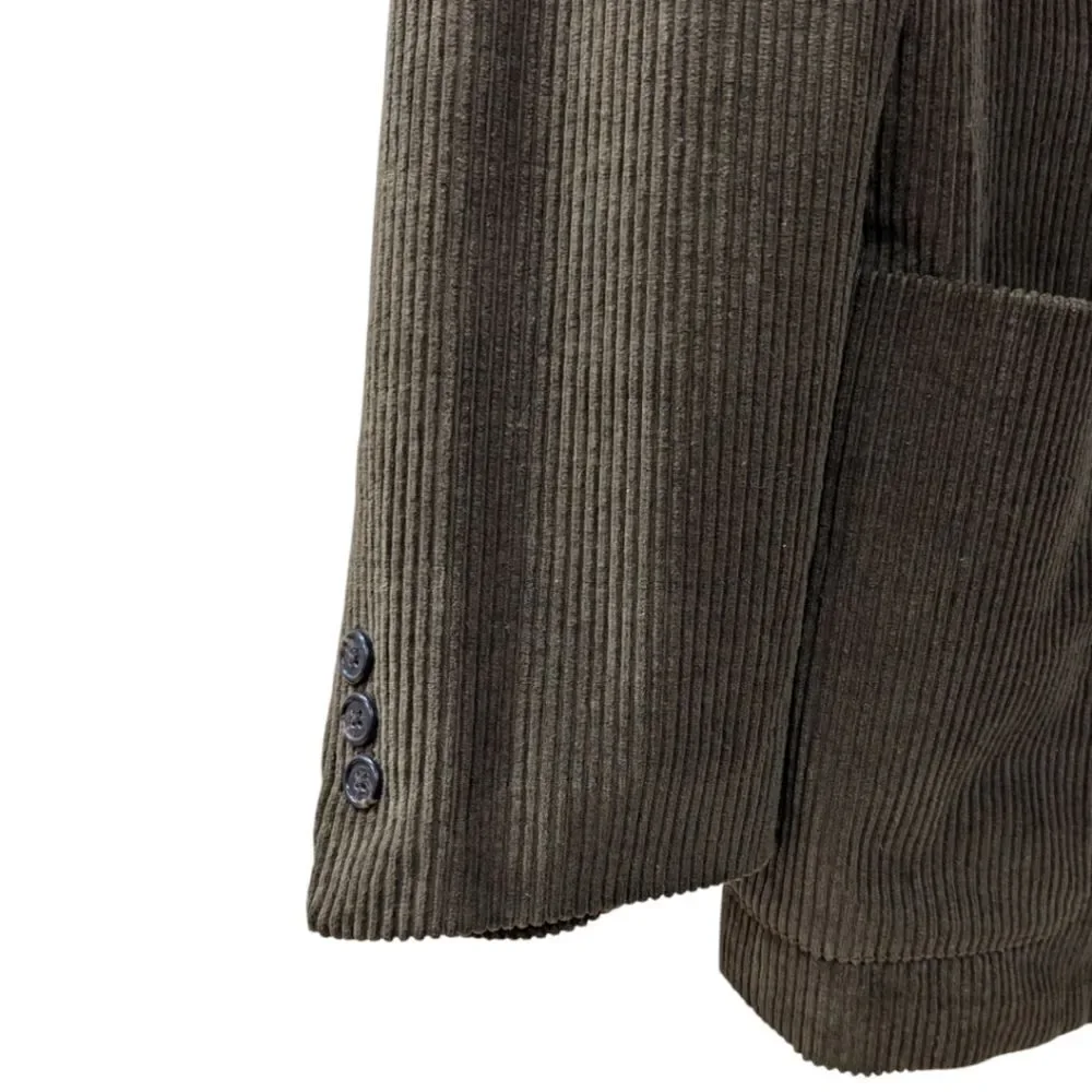 Vintage 90s J. Crew Mens L Olive Green 100% Cotton Corduroy Two Button Sportcoat